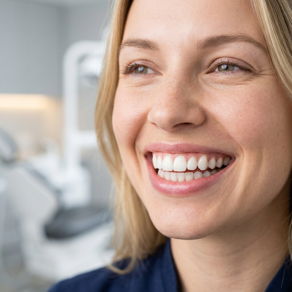 Paciente sonriendo con salud oral